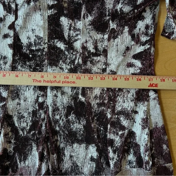 SAMUEL DONG LONG MAXI DRESS GOWN SILVER BURGUNDY REGENCY GLAM WEDDING FORMAL NWT - Picture 8 of 11